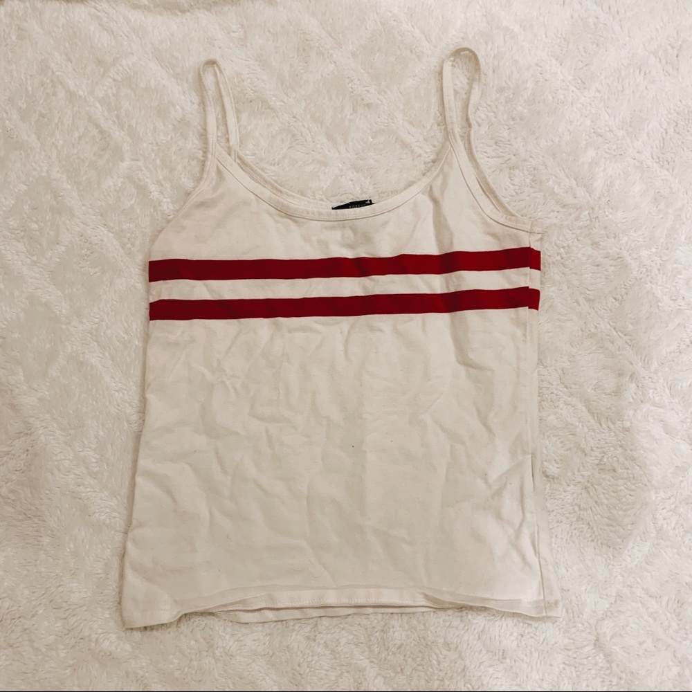 Forever 21 White Striped Tank Top